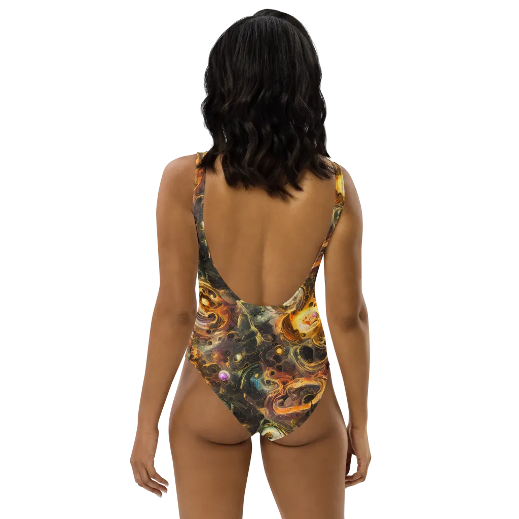 Golden Maelstrom on One-Piece Swimsuit — Back