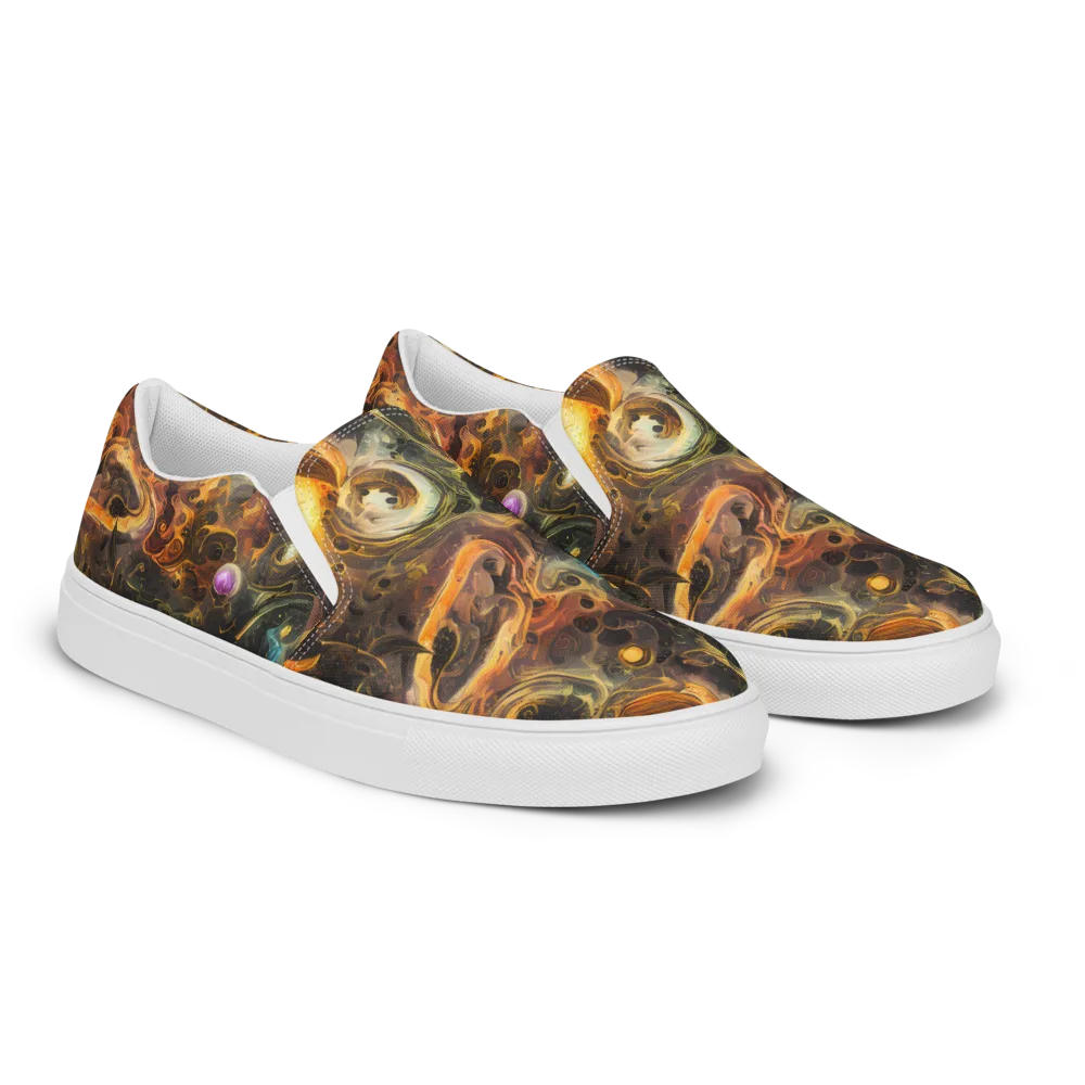 Golden Maelstrom on Women's Slip-On Canvas Shoes — Right Front