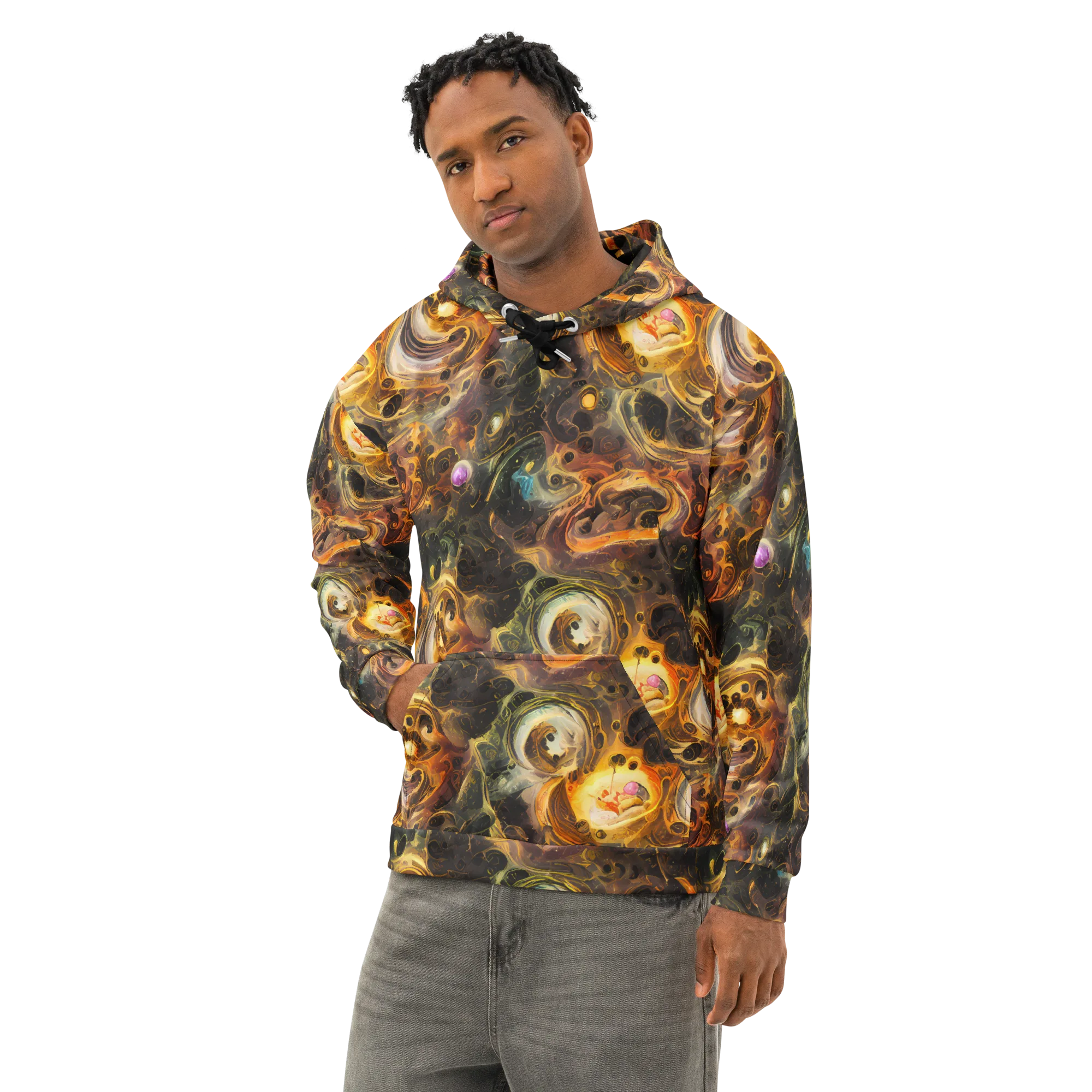 Golden Maelstrom on Cotton Hoodie — Left Front