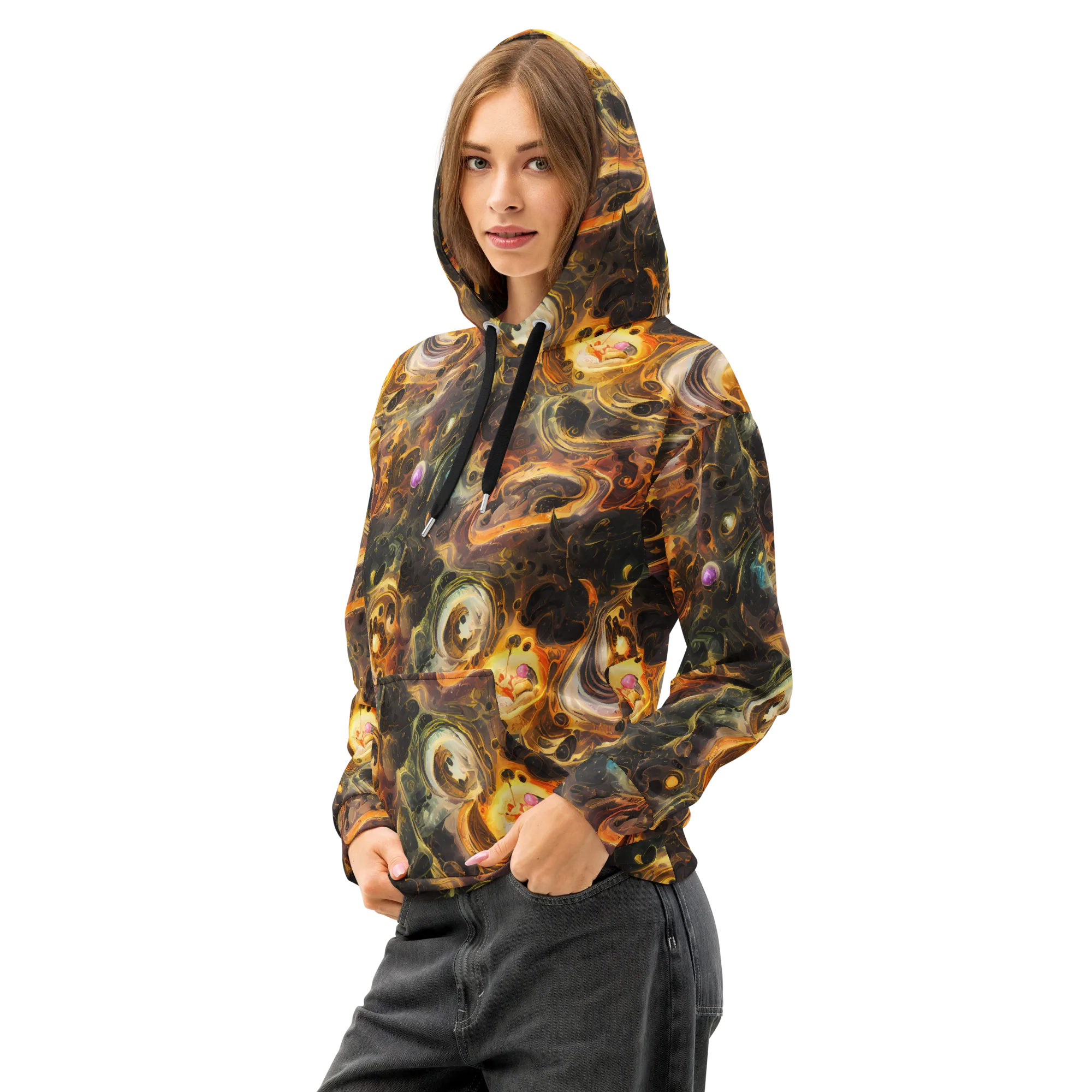 Golden Maelstrom on Cotton Hoodie — Left Front