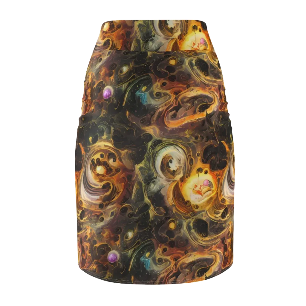 Golden Maelstrom on Pencil Skirt — Back