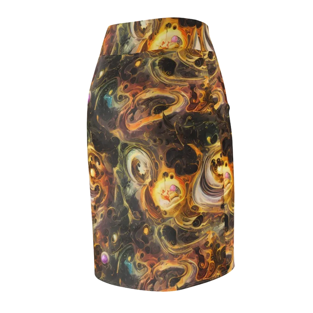 Golden Maelstrom on Pencil Skirt — Back Side