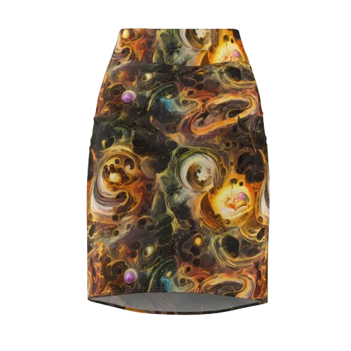 Golden Maelstrom on a Pencil Skirt