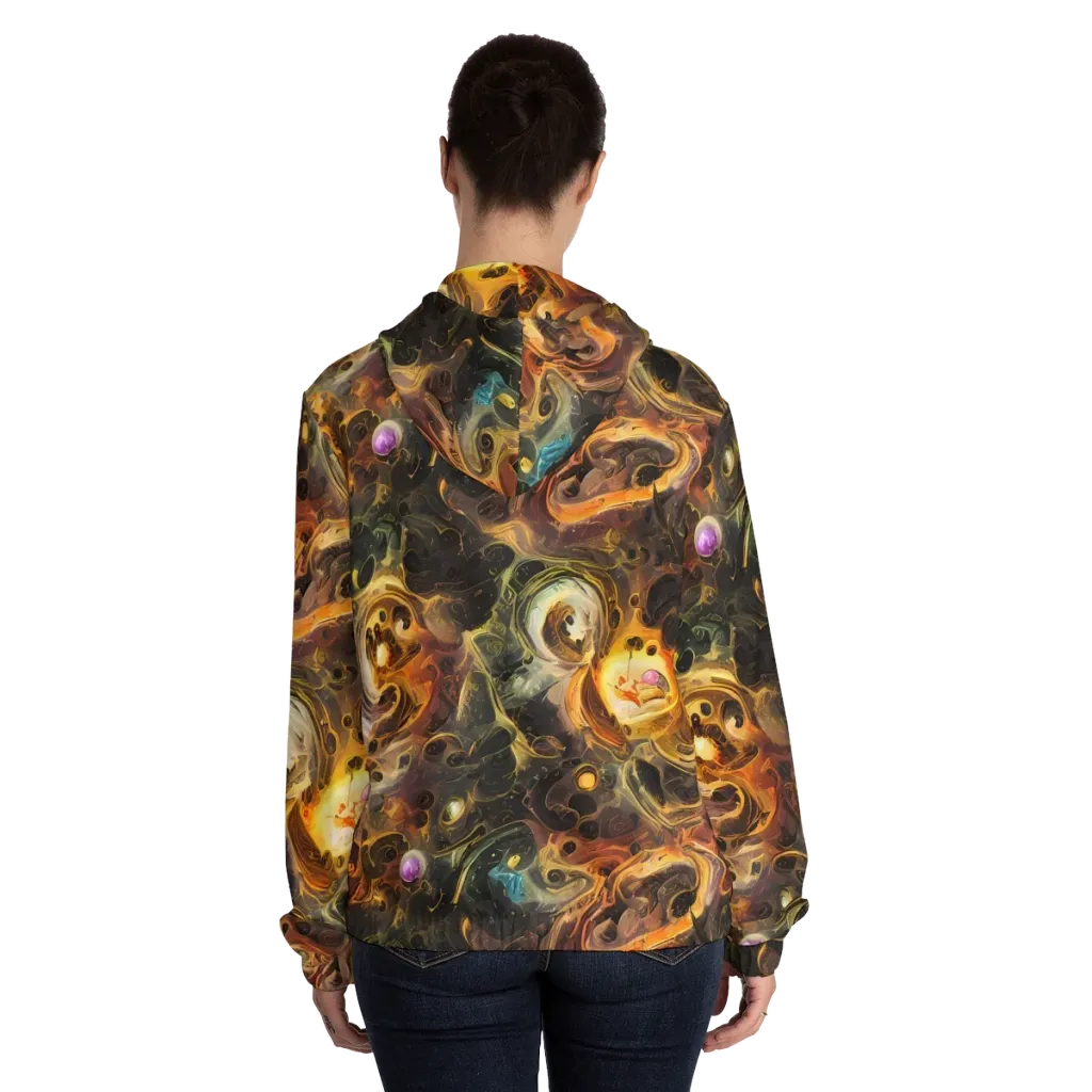 Golden Maelstrom on Women's Full-Zip Hoodie — Back On Person
