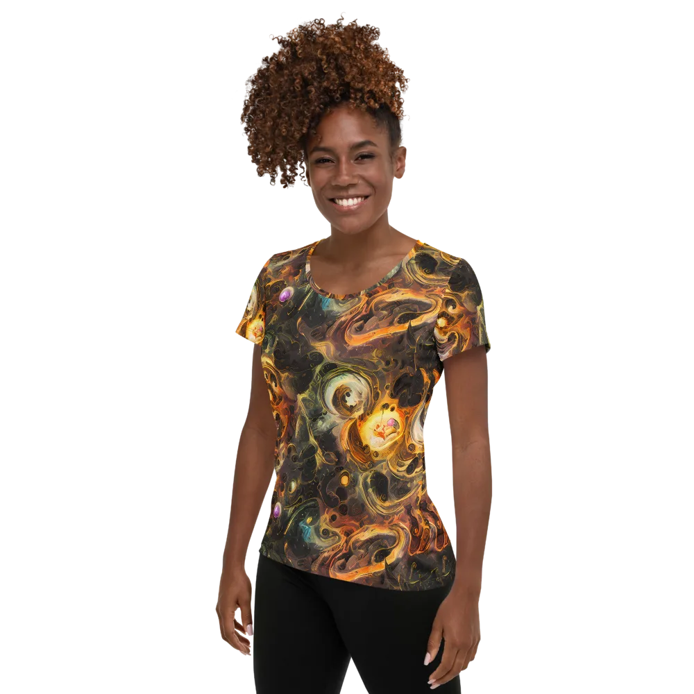 Golden Maelstrom on Women's Athletic T-Shirt — Left