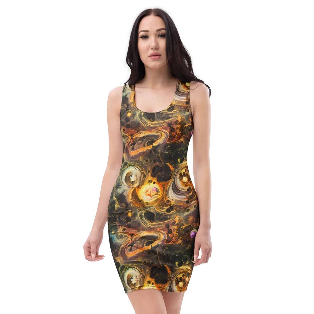 Golden Maelstrom on Bodycon Dress — Front