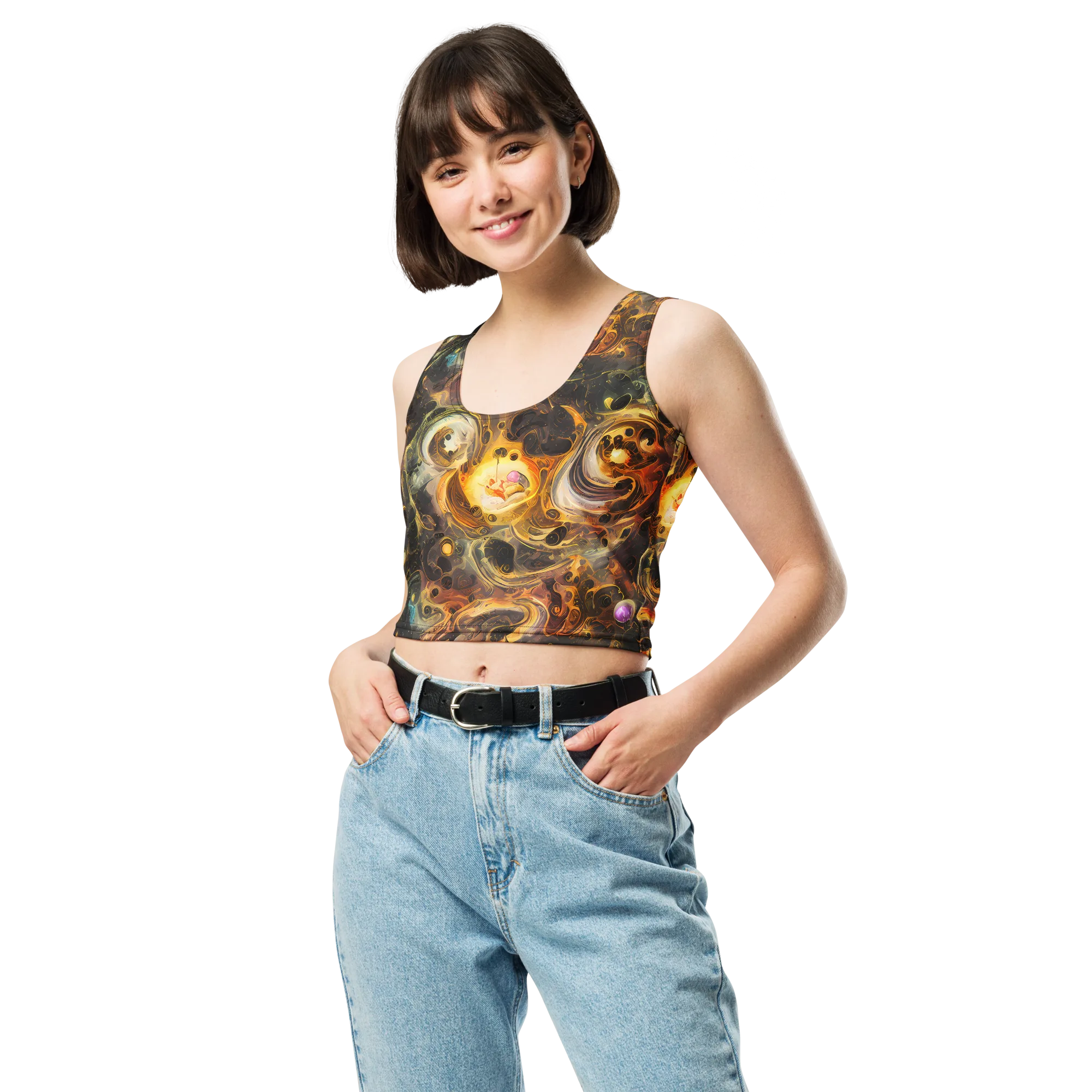 Golden Maelstrom on Crop Top — Front