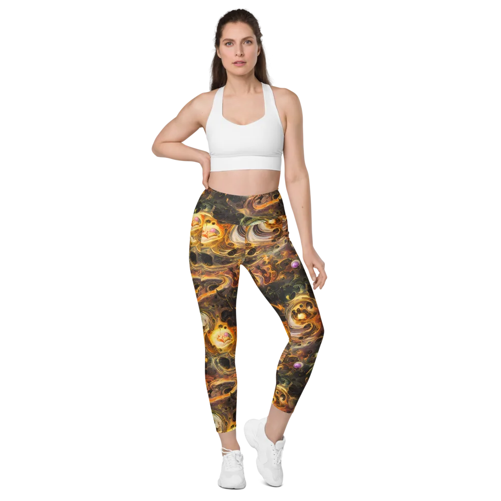 Golden Maelstrom on Leggings with Pockets — Front
