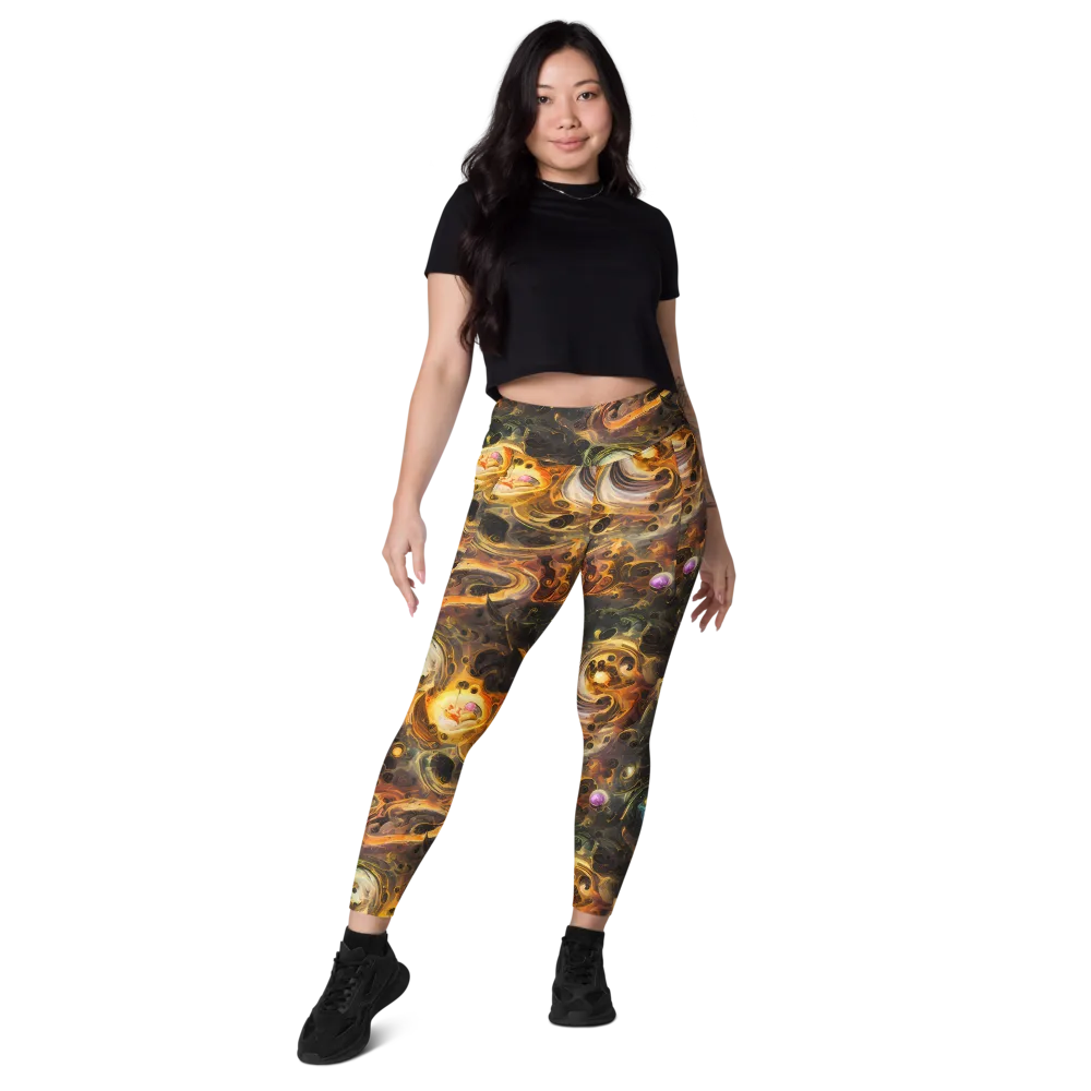 Golden Maelstrom on Leggings with Pockets — Front