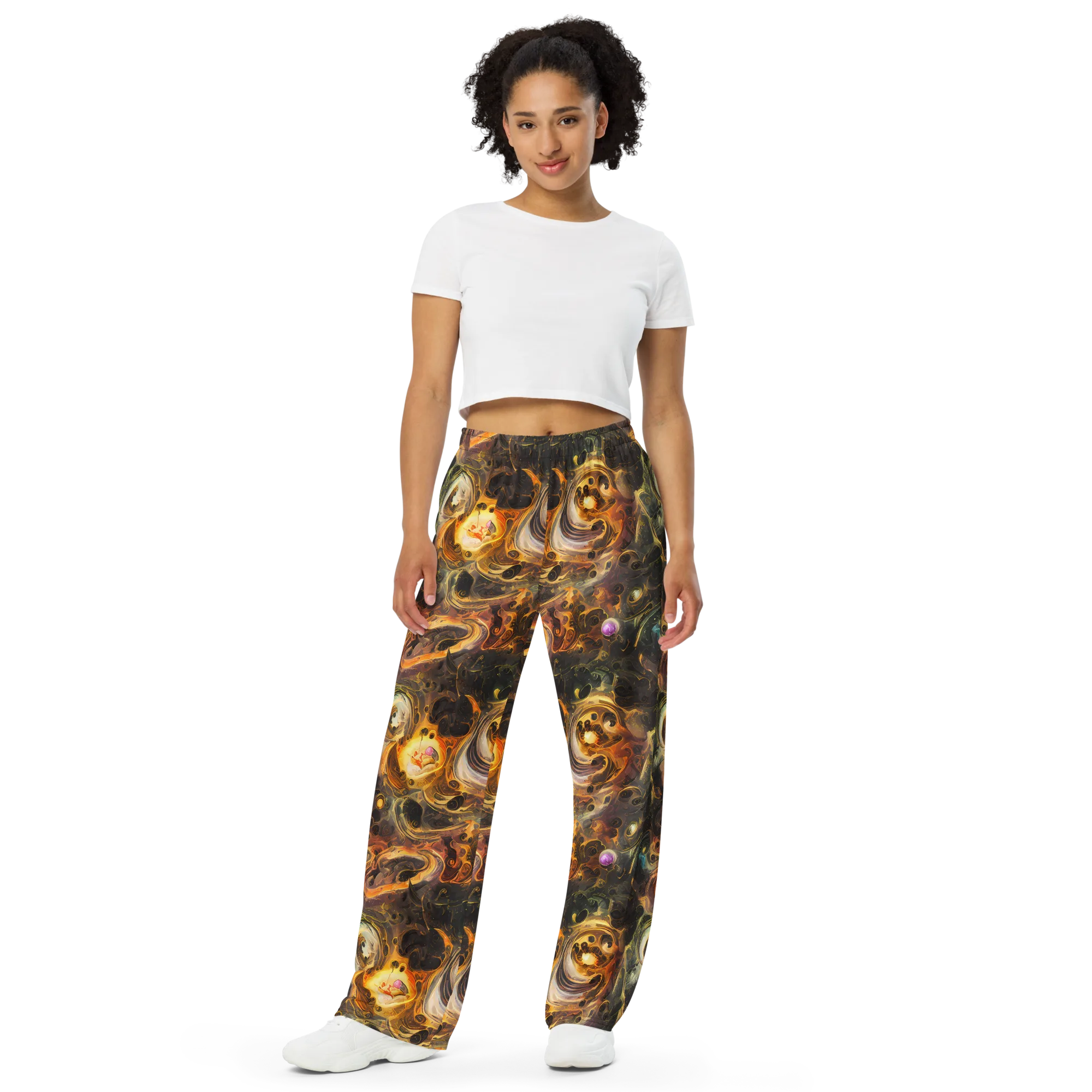Golden Maelstrom on Wide-Leg Pants — Front