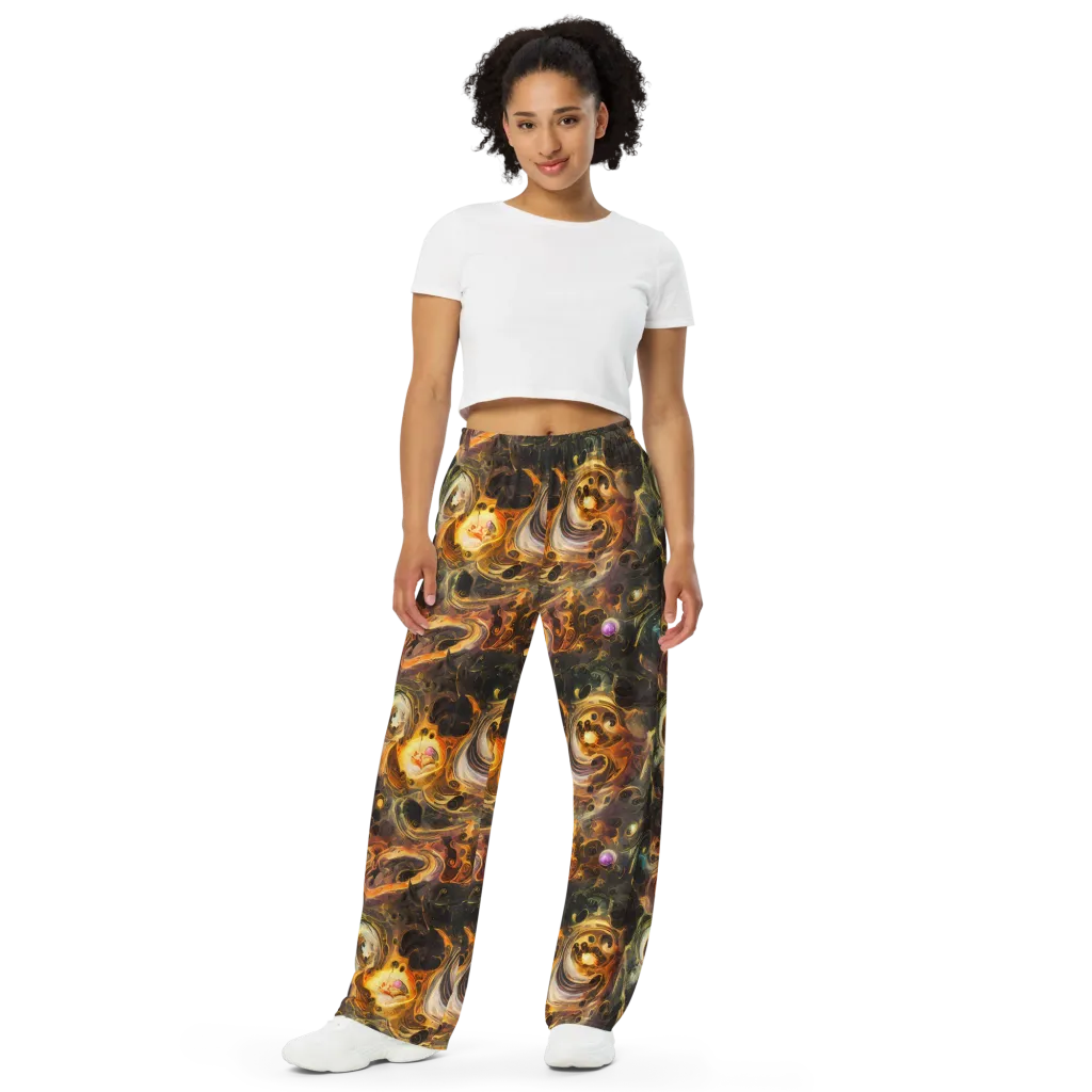 Golden Maelstrom on Wide-Leg Pants — Front