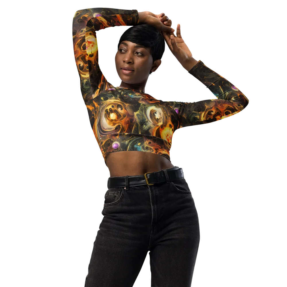 Golden Maelstrom on Long Sleeve Crop Top — Front