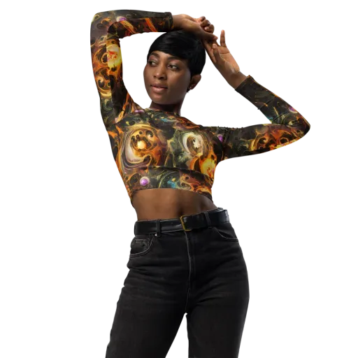 Golden Maelstrom on a Long Sleeve Crop Top