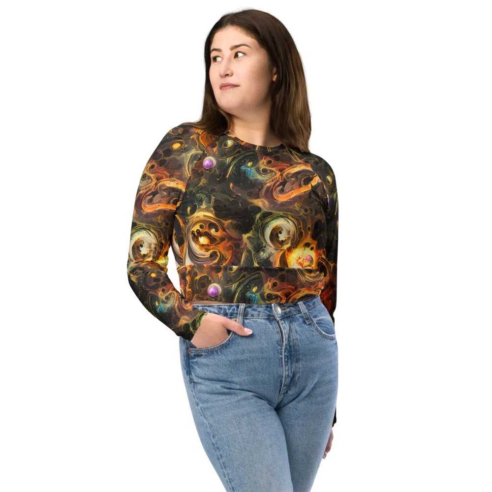 Golden Maelstrom on Long Sleeve Crop Top — Front