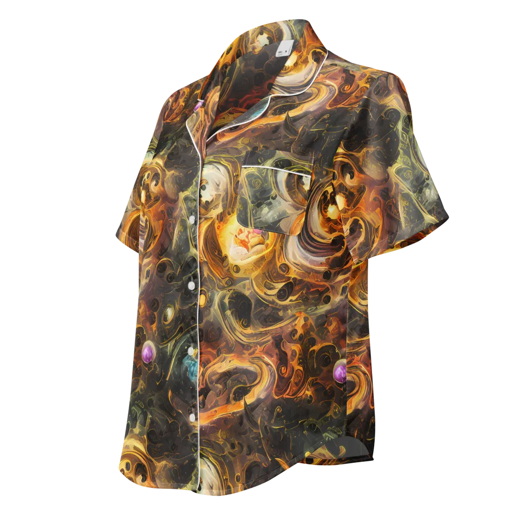 Golden Maelstrom on Women's Short Sleeve Pajama Top — Left Front