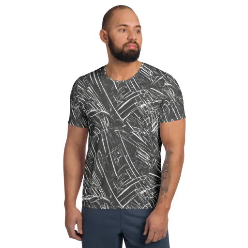 Inkwood Collision on a Men's Athletic T-Shirt