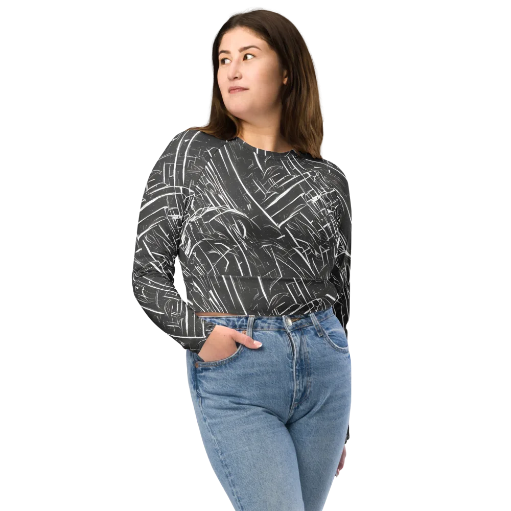 Inkwood Collision on Long Sleeve Crop Top — Front