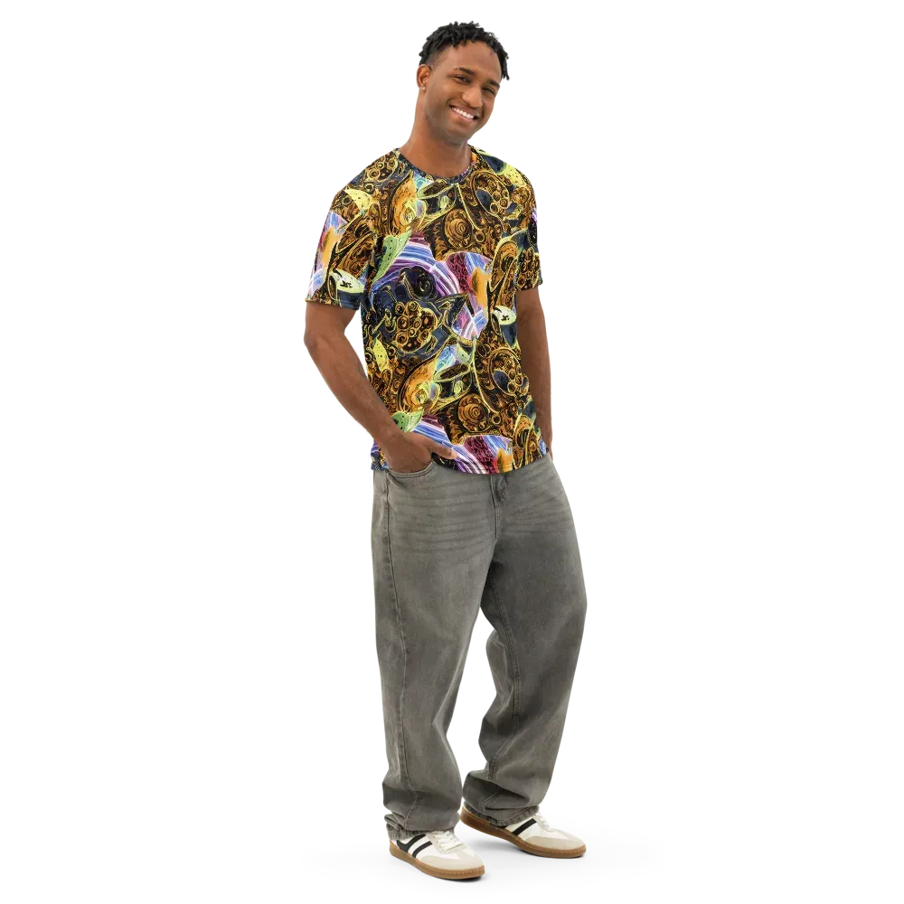 Aurum Rapture on Men's Cotton Crew Neck T-Shirt — Right Front