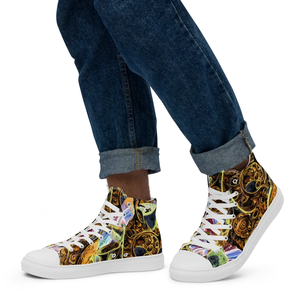Aurum Rapture on Men's High Top Canvas Shoes — Left