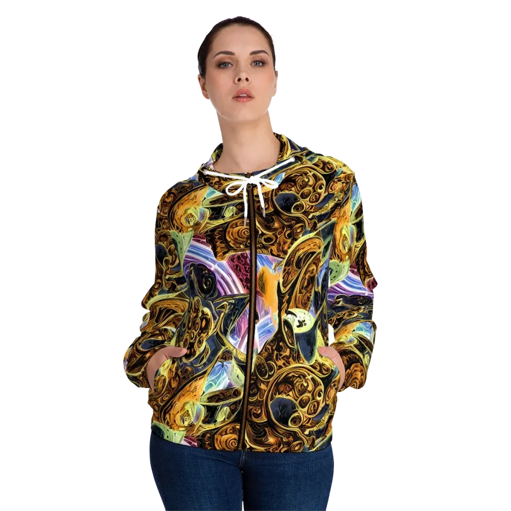 Aurum Rapture on Women's Full-Zip Hoodie — Front On Person