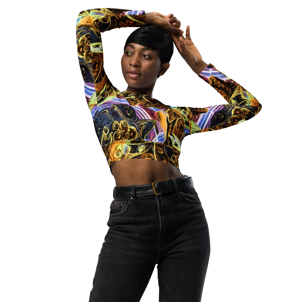 Aurum Rapture on Long Sleeve Crop Top — Front