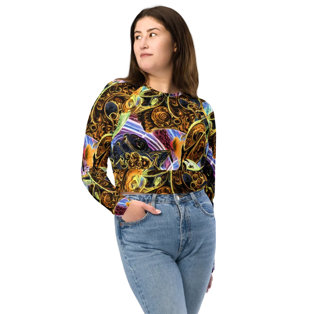 Aurum Rapture on Long Sleeve Crop Top — Front