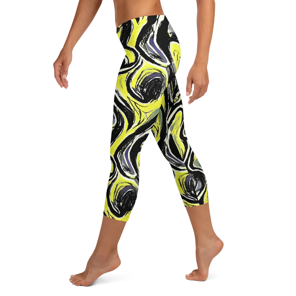 Blacklight Ribbons on Capri Leggings — Left