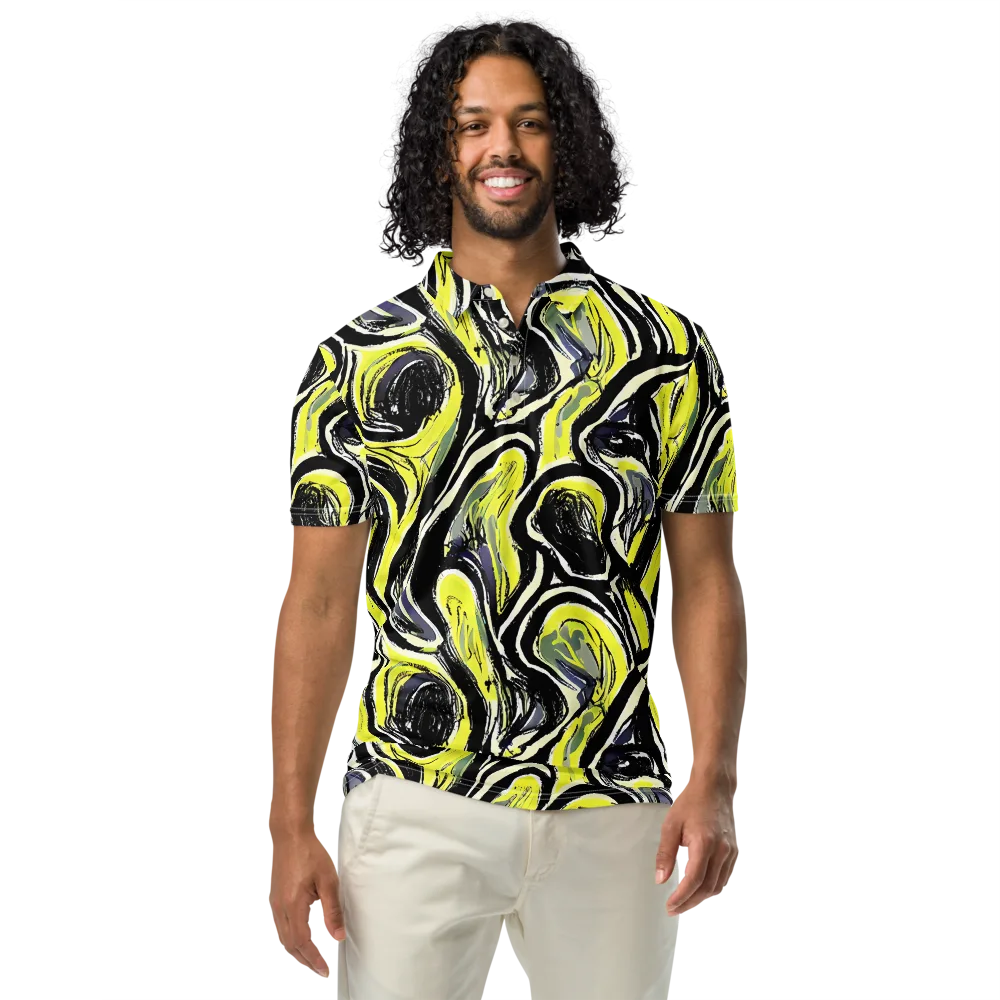 Blacklight Ribbons on Men's Slim Fit Polo Shirt — Front