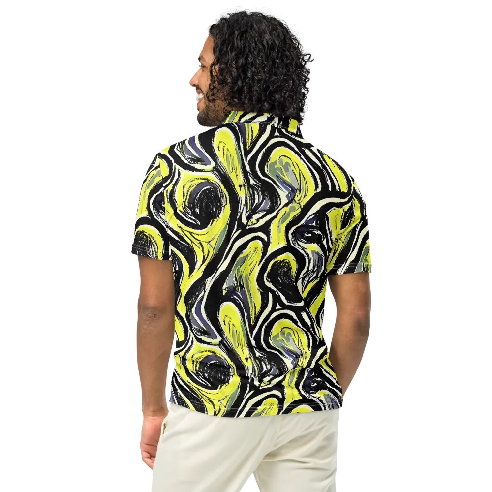 Blacklight Ribbons on Men's Slim Fit Polo Shirt — Back