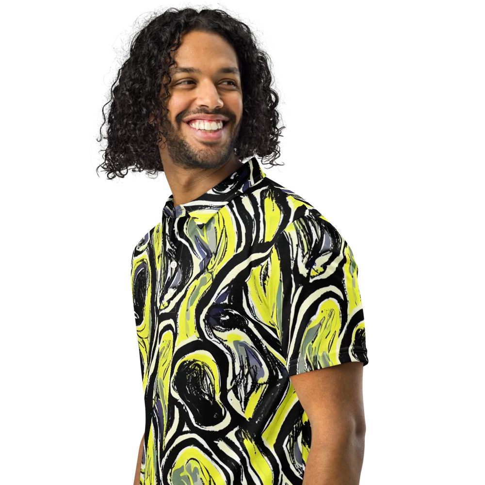 Blacklight Ribbons on Men's Slim Fit Polo Shirt — Left Front