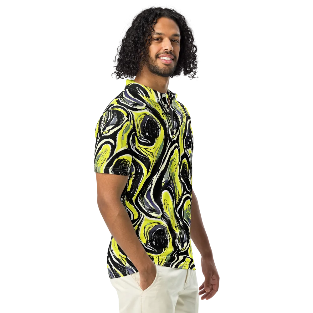 Blacklight Ribbons on Men's Slim Fit Polo Shirt — Right Front