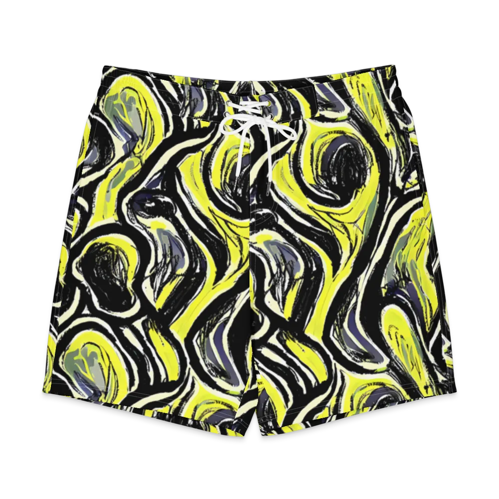 Blacklight Ribbons on Men's Board Shorts — Front