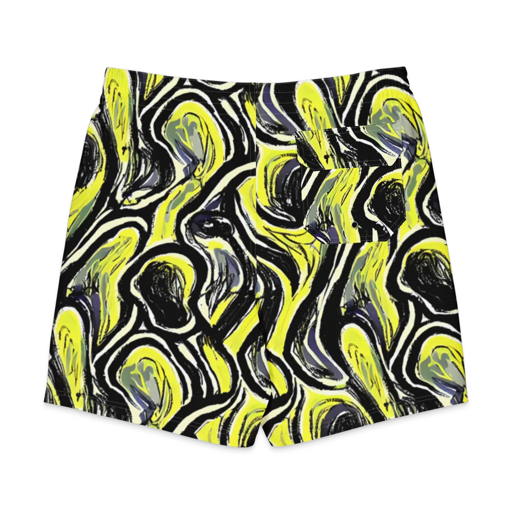Blacklight Ribbons on Men's Board Shorts — Back