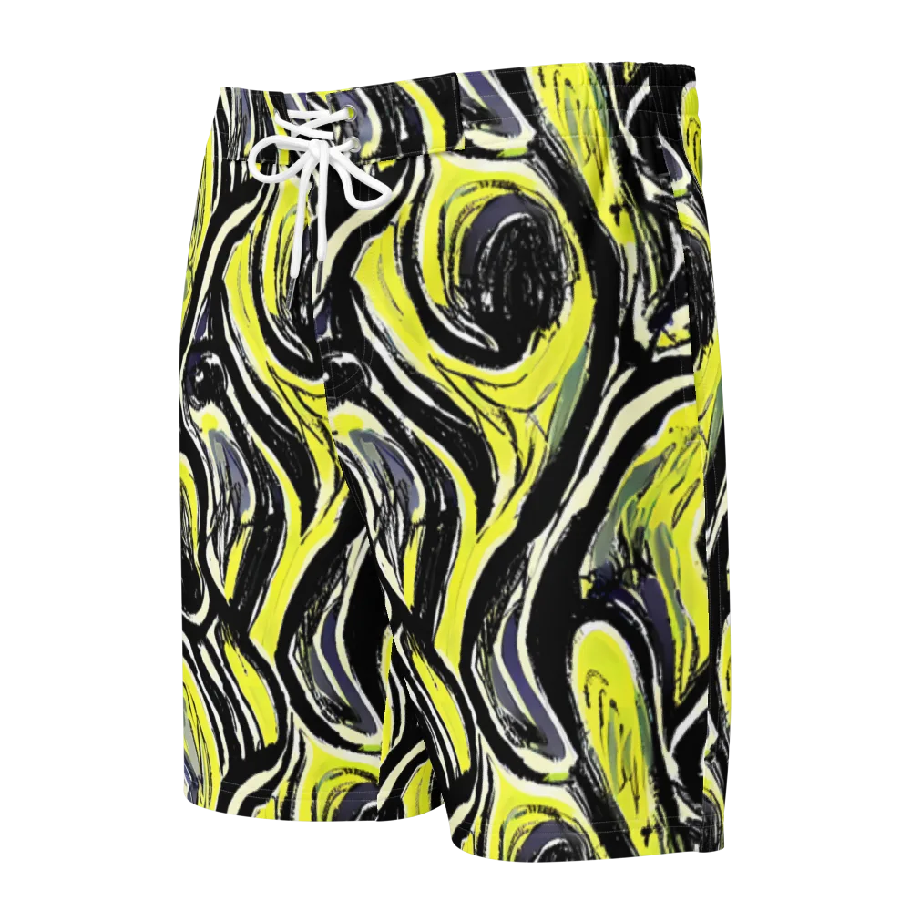 Blacklight Ribbons on Men's Board Shorts — Front