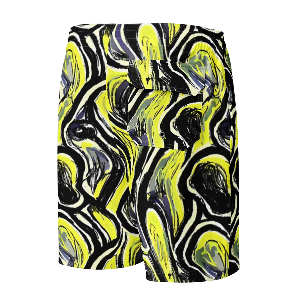 Blacklight Ribbons on Men's Board Shorts — Back