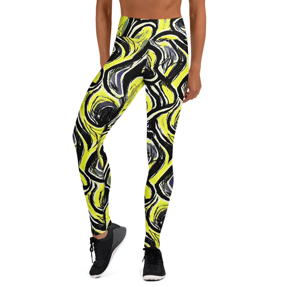 Blacklight Ribbons on Yoga Leggings — Front
