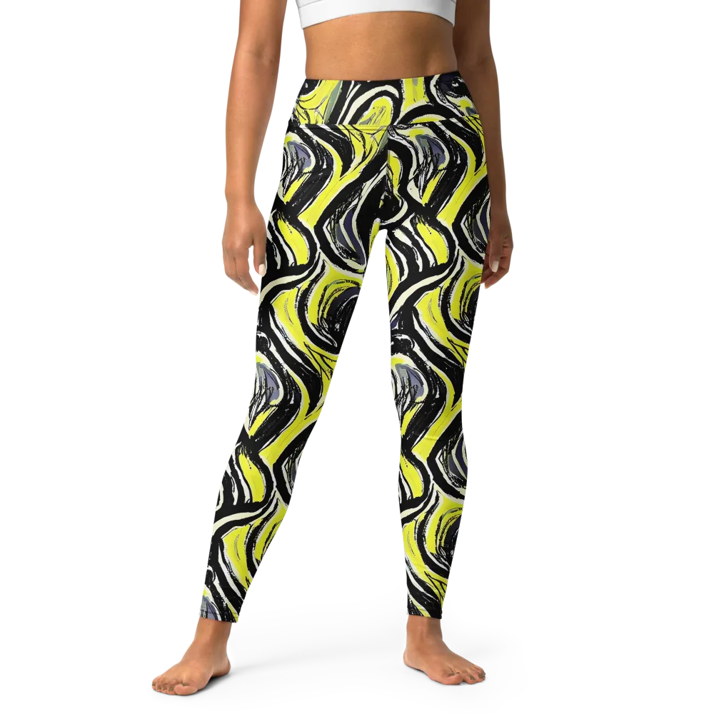 Blacklight Ribbons on Yoga Leggings — Front