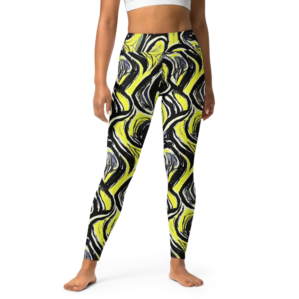 Blacklight Ribbons on Yoga Leggings — Front