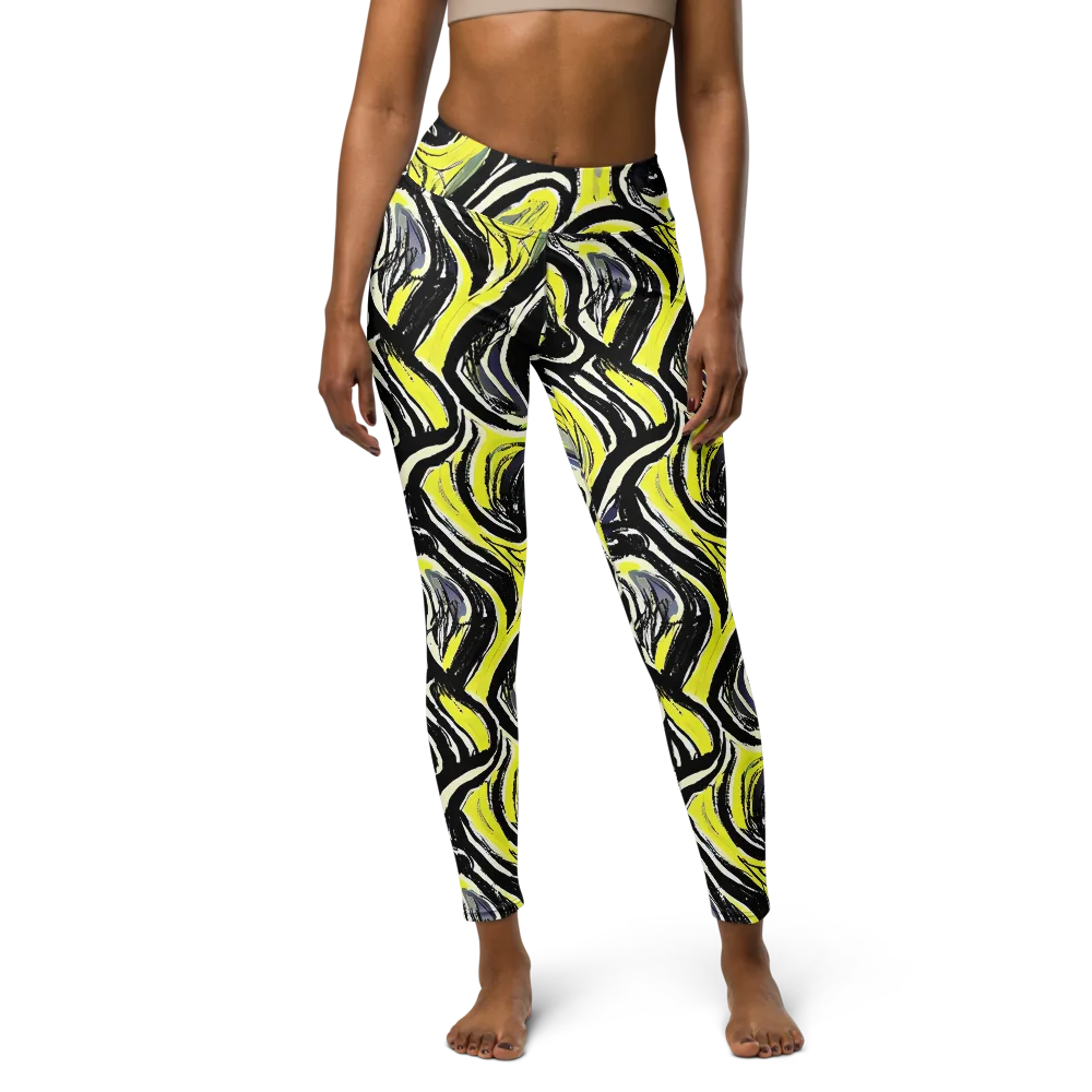 Blacklight Ribbons on Yoga Leggings — Front