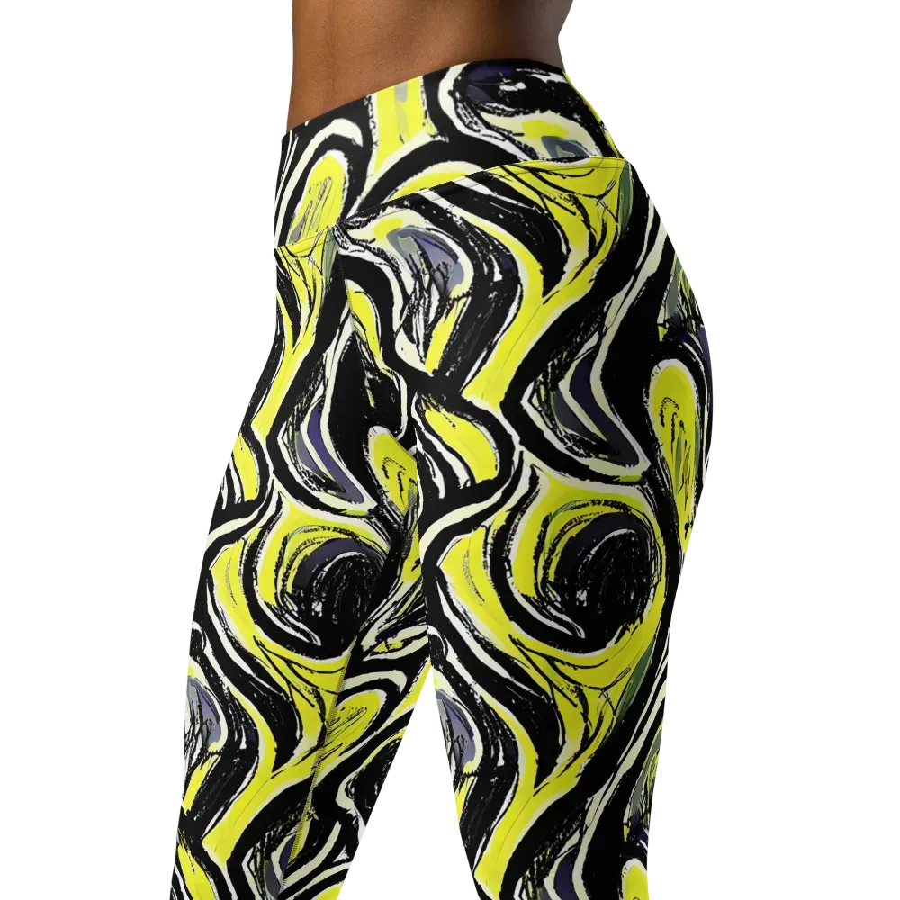 Blacklight Ribbons on Yoga Leggings — Left Front