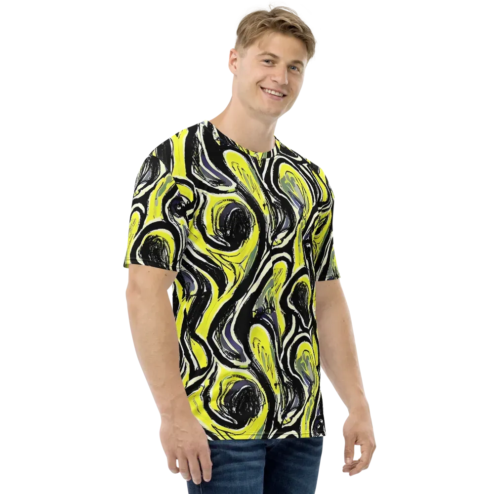 Blacklight Ribbons on Men's Crew Neck T-Shirt — Right