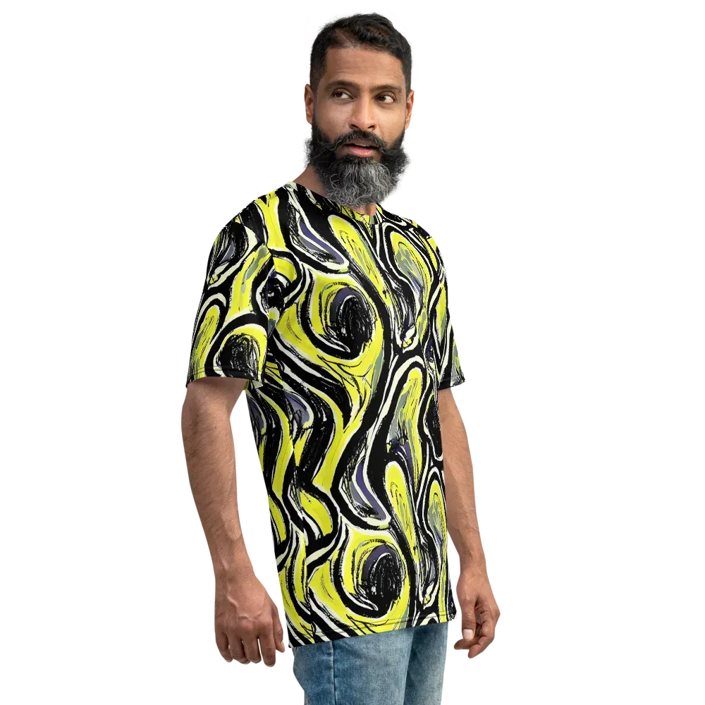 Blacklight Ribbons on Men's Crew Neck T-Shirt — Right