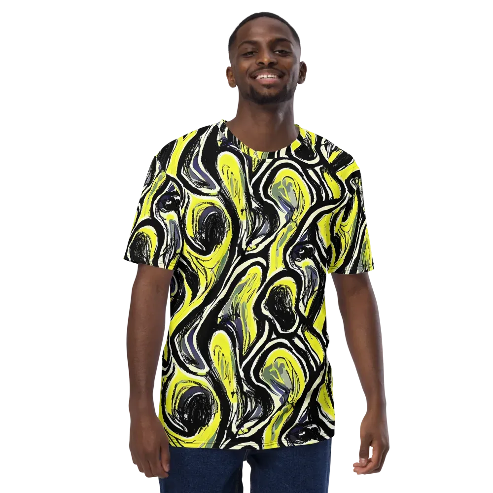 Blacklight Ribbons on Men's Crew Neck T-Shirt — Front