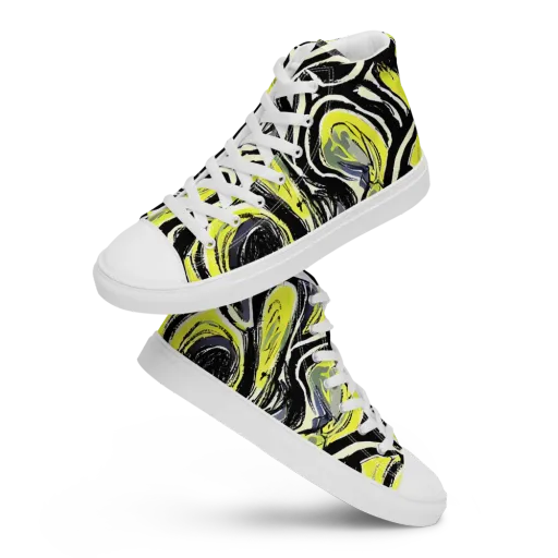 Blacklight Ribbons on a Men's High Top Canvas Shoes