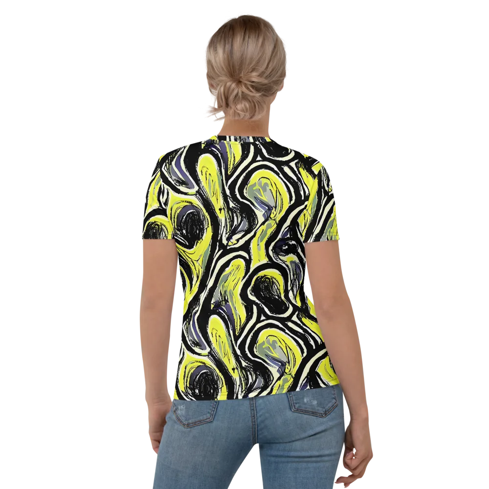 Blacklight Ribbons on Women's Crew Neck T-Shirt — Back