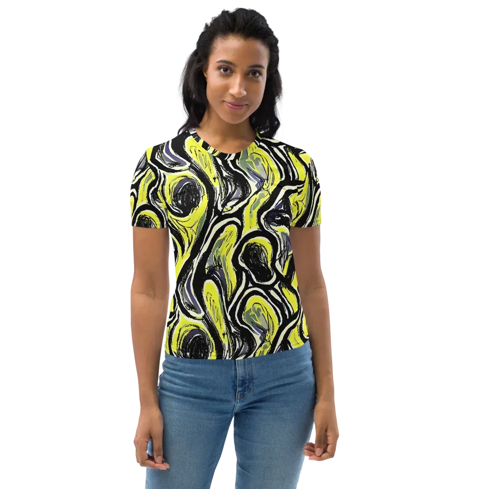 Blacklight Ribbons on Women's Crew Neck T-Shirt — Front