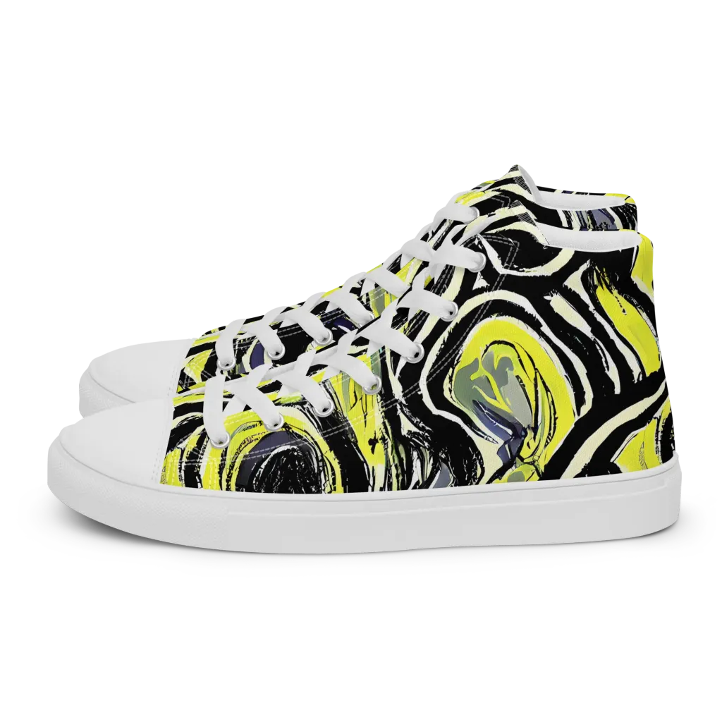 Blacklight Ribbons on Women's High Top Canvas Shoes — Left