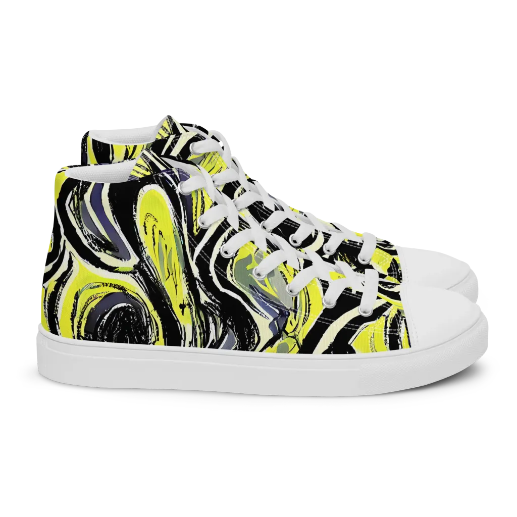 Blacklight Ribbons on Women's High Top Canvas Shoes — Right