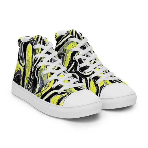 Blacklight Ribbons on a Women's High Top Canvas Shoes