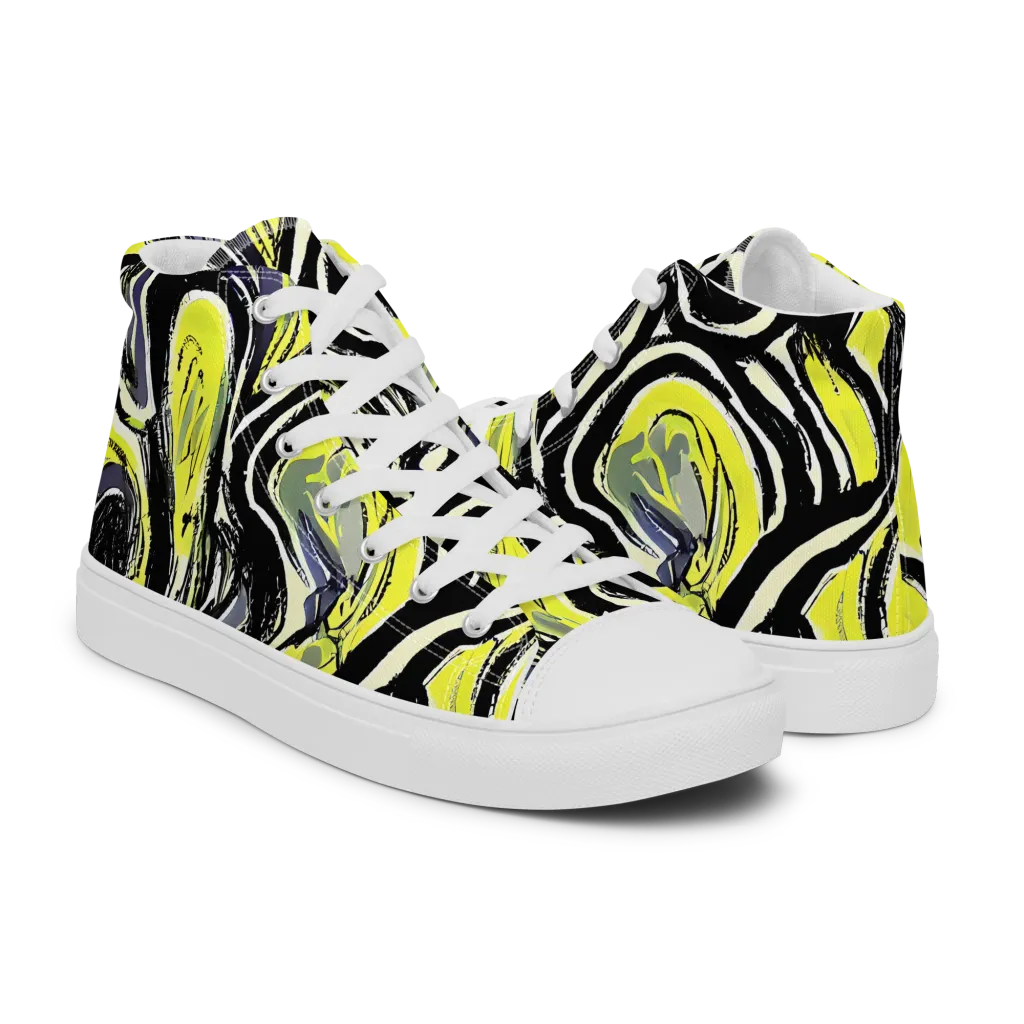 Blacklight Ribbons on Women's High Top Canvas Shoes — Right